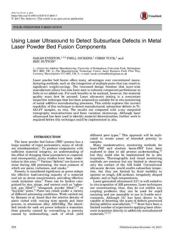 (PDF) Using Laser Ultrasound to Detect Subsurface Defects in Metal ...
