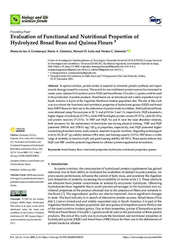 (PDF) Evaluation of Functional and Nutritional Properties of Hydrolyzed ...