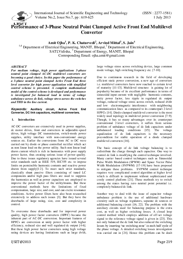 (PDF) Performance of 3-Phase Neutral Point Clamped Active Front End ...