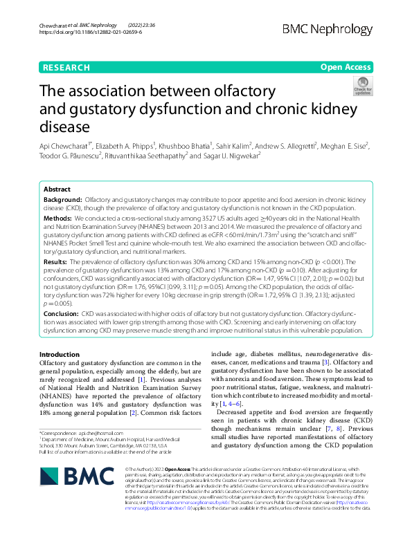 (PDF) The association between olfactory and gustatory dysfunction and ...