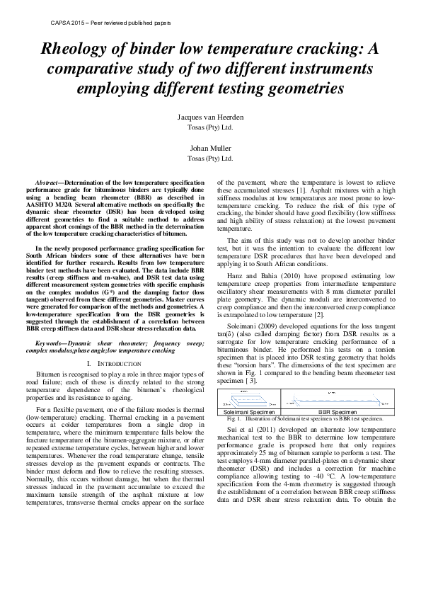 (PDF) Rheology of binder low temperature cracking: A comparative study ...