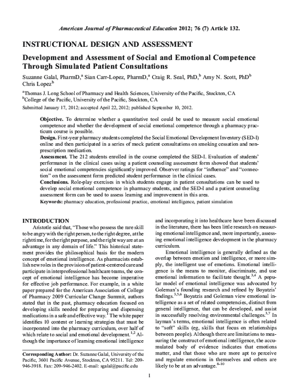 (PDF) Development and Assessment of Social and Emotional Competence ...