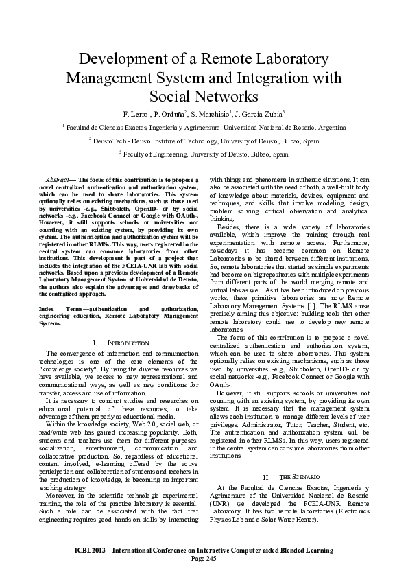 (PDF) Development of a Remote Laboratory Management System and ...