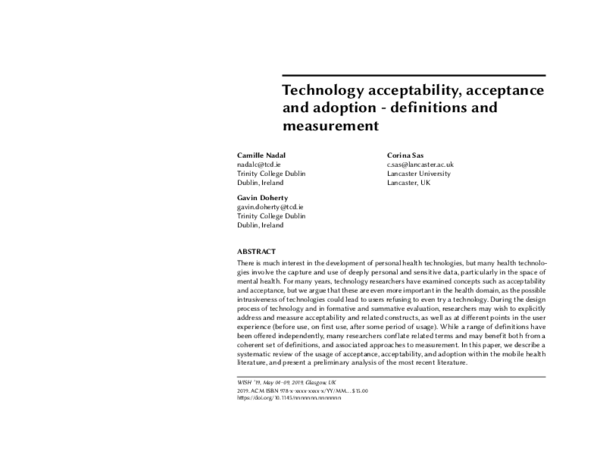 (PDF) Technology acceptability, acceptance and adoption - definitions ...