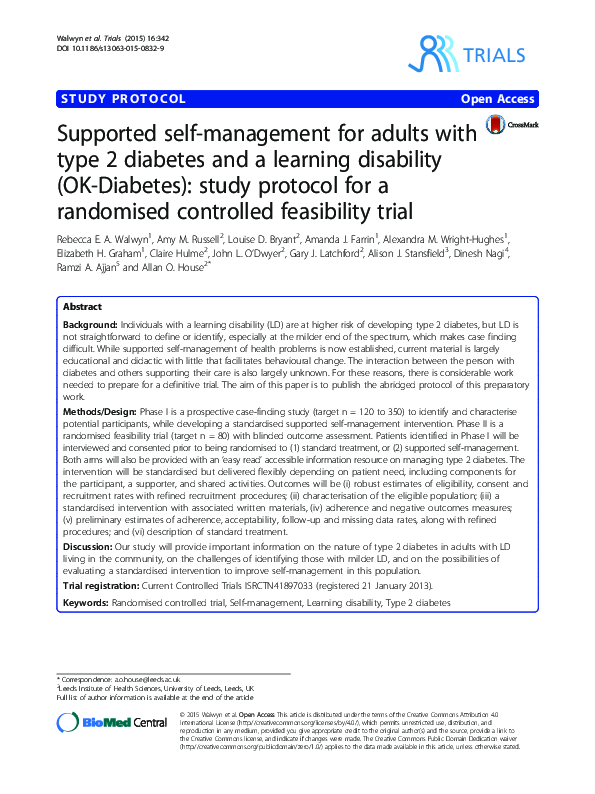 (PDF) Supported self-management for adults with type 2 diabetes and a ...