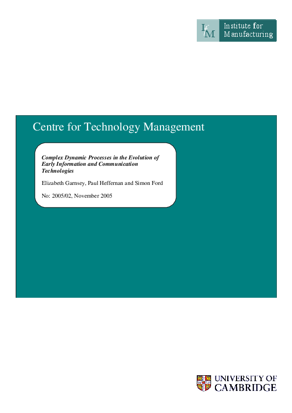 (PDF) Centre for Technology Management 1 Centre for Technology ...