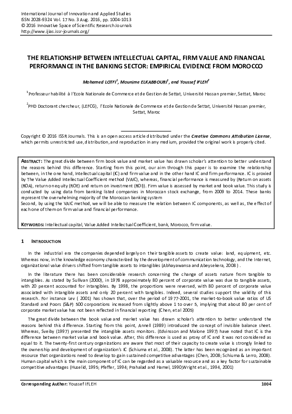 (PDF) The Relationship Between Intellectual Capital, Firm Value and ...