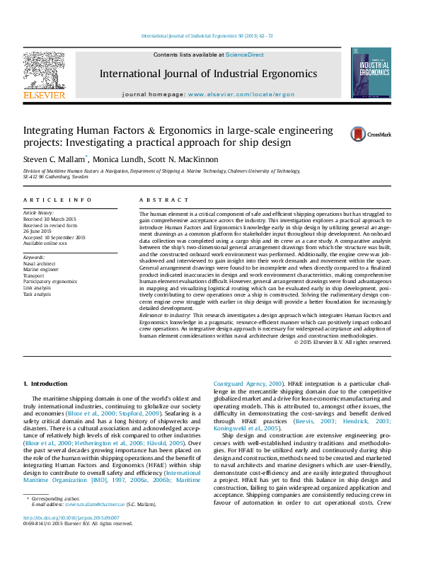 (PDF) Integrating Human Factors & Ergonomics in large-scale engineering ...