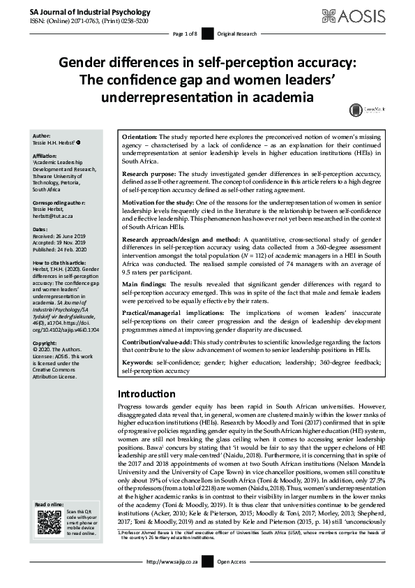 (PDF) Gender differences in self-perception accuracy: The confidence ...