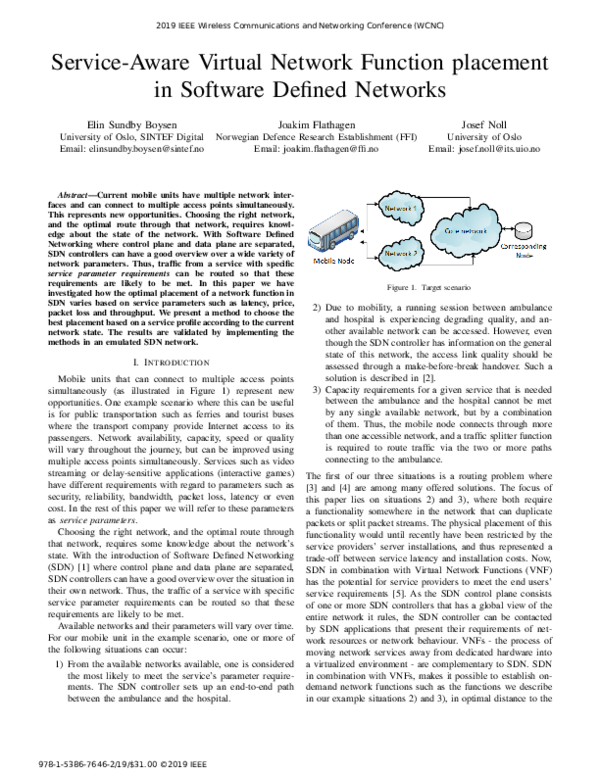 (PDF) Service-Aware Virtual Network Function placement in Software ...