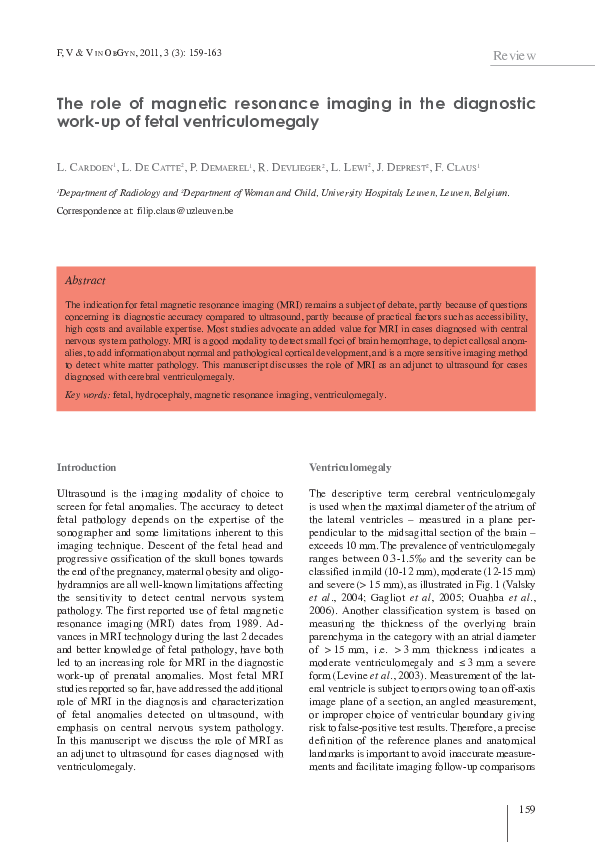 (PDF) The role of magnetic resonance imaging in the diagnostic work-up ...