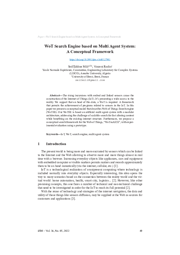 (PDF) WoT Search Engine based on Multi Agent System: A Conceptual Framework