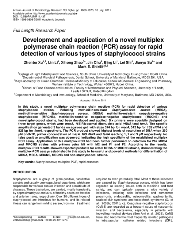 (PDF) Development and application of a novel multiplex polymerase chain ...