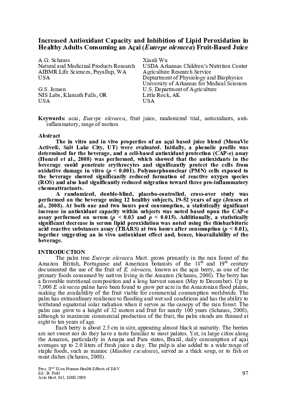 (PDF) Increased Antioxidant Capacity and Inhibition of Lipid ...