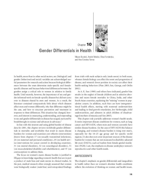 (PDF) Gender Differentials in Health