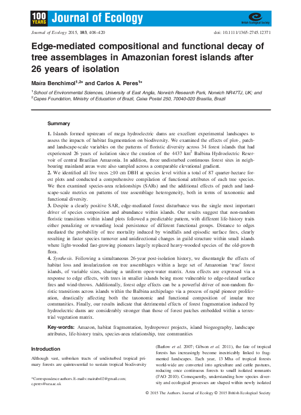 (PDF) Edge-mediated compositional and functional decay of tree ...