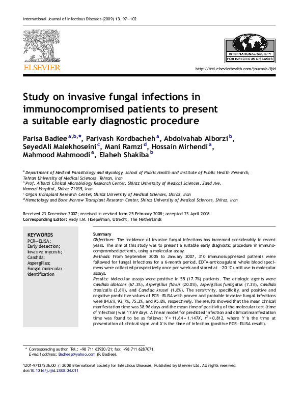 (PDF) Study on invasive fungal infections in immunocompromised patients ...