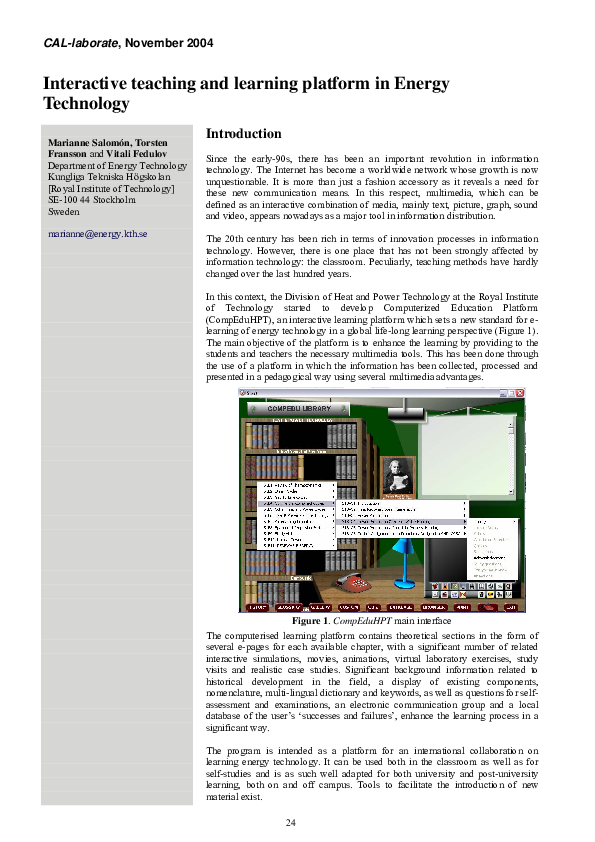 (PDF) Interactive teaching and learning platform in Energy