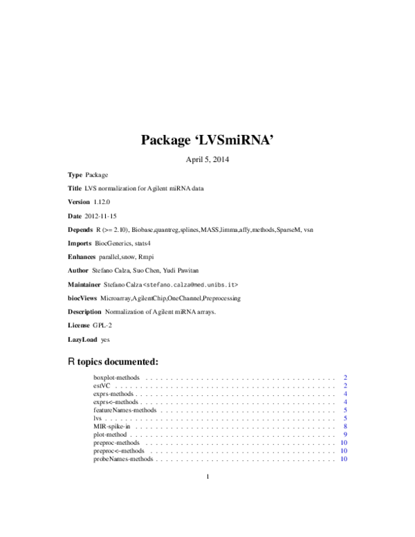 (PDF) biocViews Microarray,AgilentChip,OneChannel,Preprocessing ...