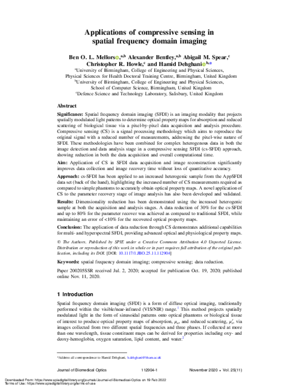 (PDF) Applications of compressive sensing in spatial frequency domain ...