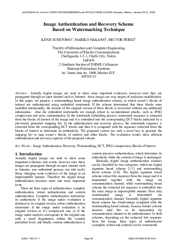 (PDF) Image authentication and recovery scheme based on watermarking ...