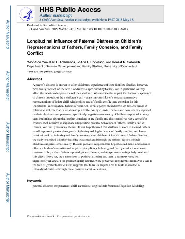 (PDF) Longitudinal Influence of Paternal Distress on Children’s ...