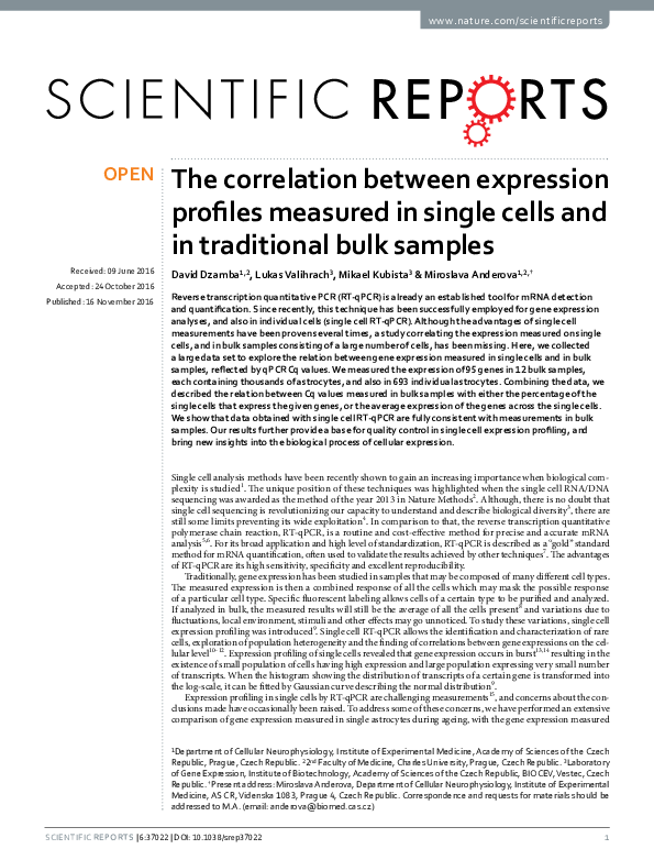 (PDF) The correlation between expression profiles measured in single ...