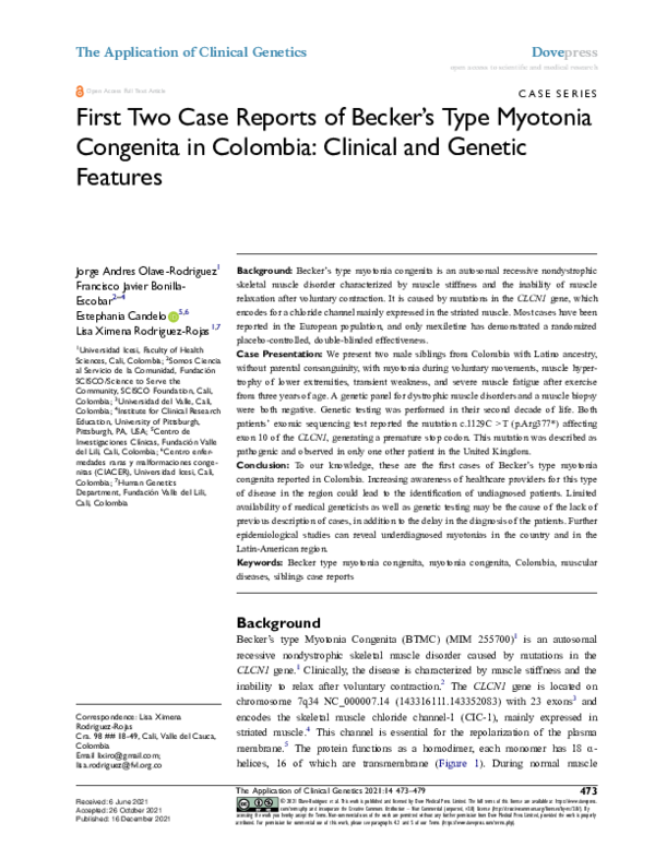 (PDF) Myotonia congenita (Becker's variant) | anshu rohatgi - Academia.edu