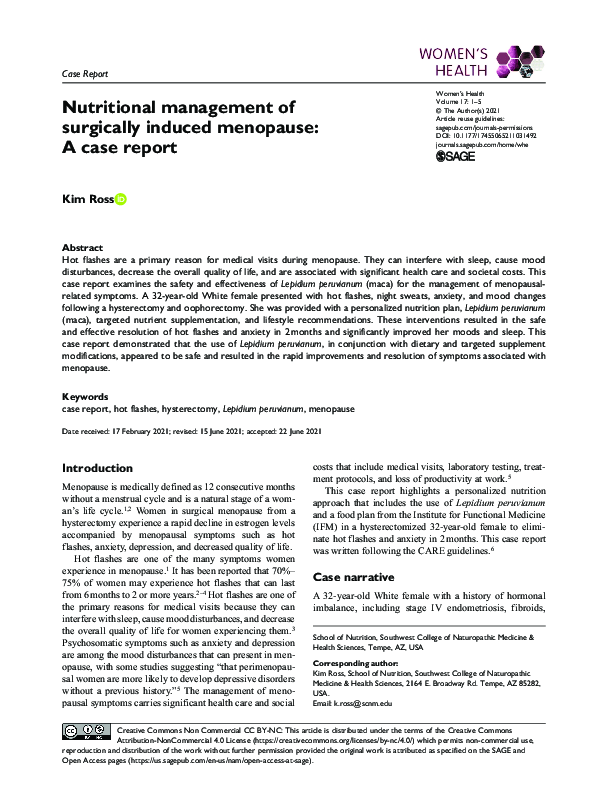 (PDF) Nutritional management of surgically induced menopause A case