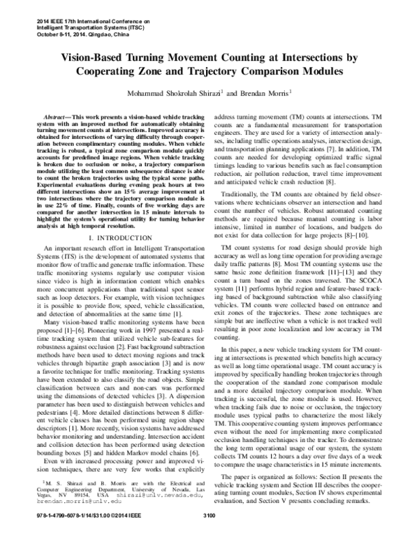 (PDF) Vision-based turning movement counting at intersections by ...