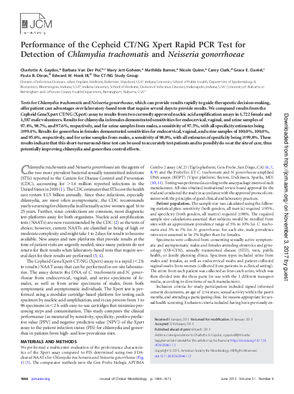 (PDF) Performance of the Cepheid CT/NG Xpert Rapid PCR Test for ...