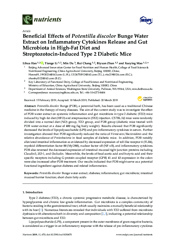 (PDF) Beneficial Effects of Potentilla discolor Bunge Water Extract on ...