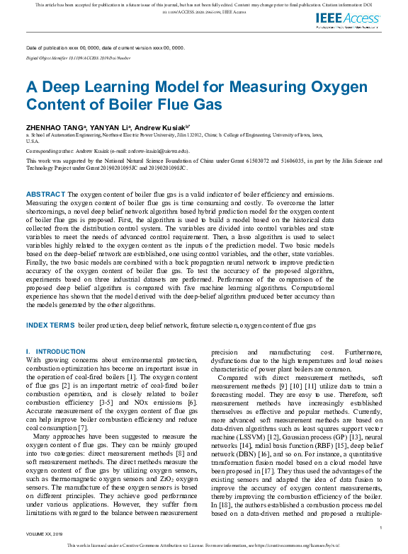 (PDF) A Deep Learning Model for Measuring Oxygen Content of Boiler Flue Gas