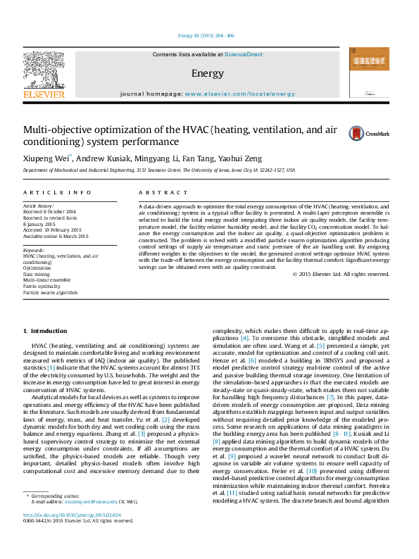 (PDF) Multi-objective optimization of the HVAC (heating, ventilation ...