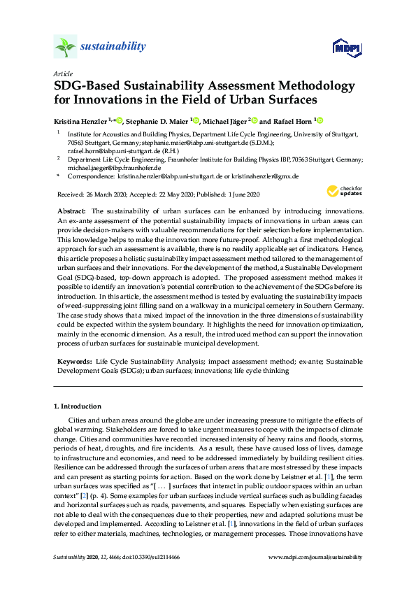 (PDF) SDG-Based Sustainability Assessment Methodology for Innovations ...