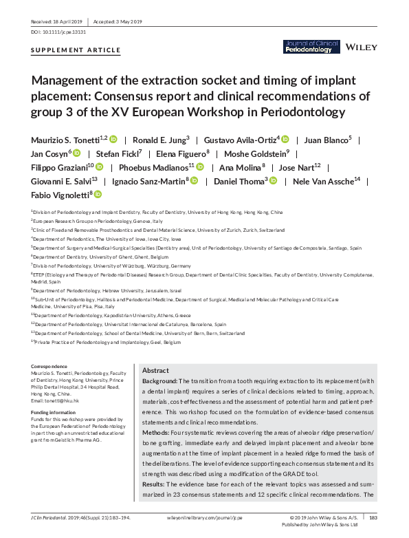 (PDF) Management of the extraction socket and timing of implant ...
