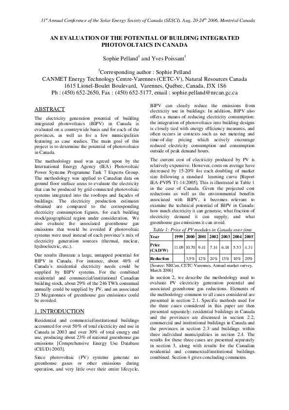 (PDF) An Evaluation of the Potential of Building Integrated ...