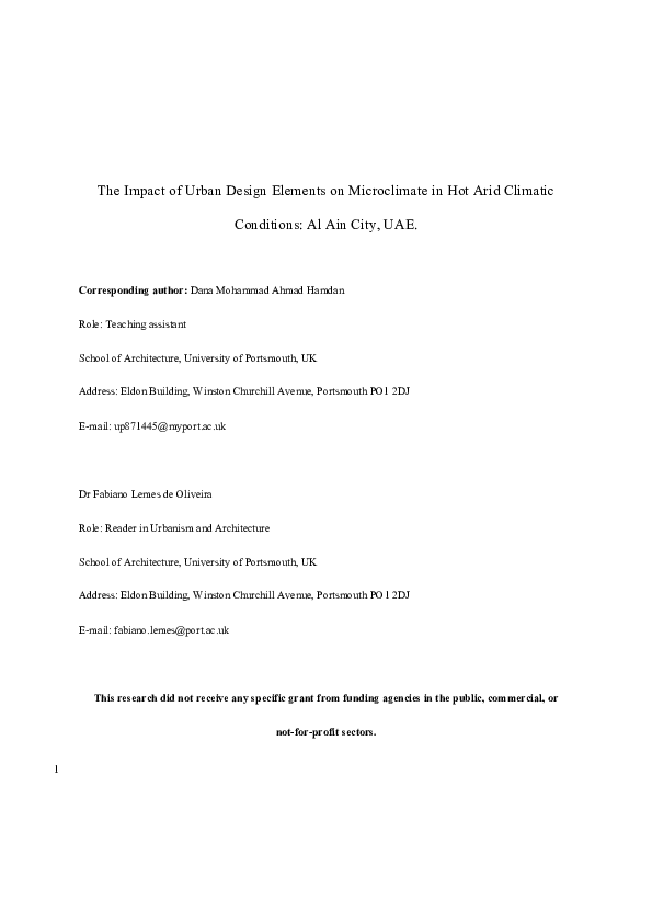 (PDF) The Impact of Urban Design Elements on Microclimate in Hot Arid ...