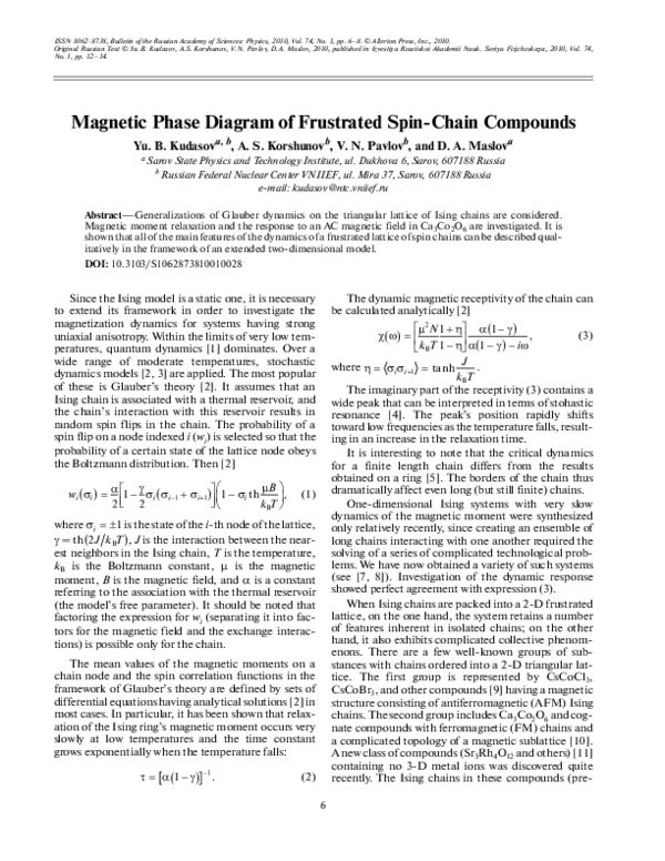 (PDF) Magnetic phase diagram of frustrated spin-chain compounds