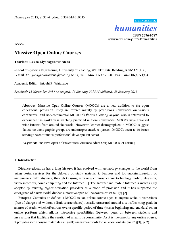 (PDF) Massive Open Online Courses