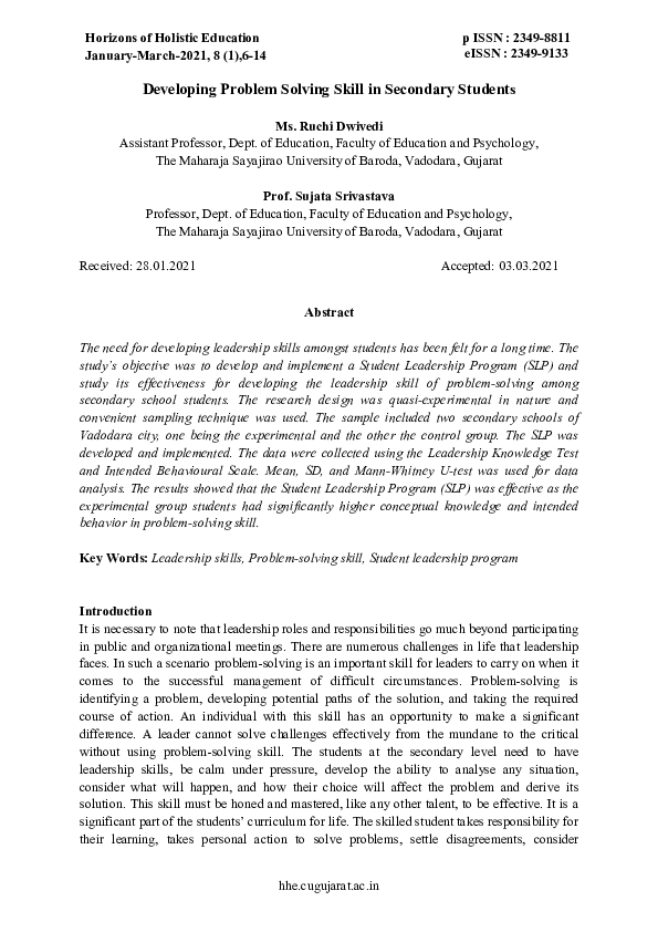 (PDF) Developing Problem Solving Skill in Secondary Students