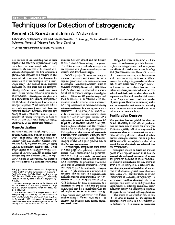 (PDF) Techniques for detection of estrogenicity