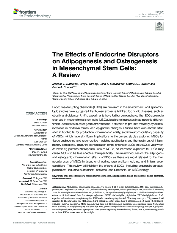 (PDF) The Effects of Endocrine Disruptors on Adipogenesis and ...