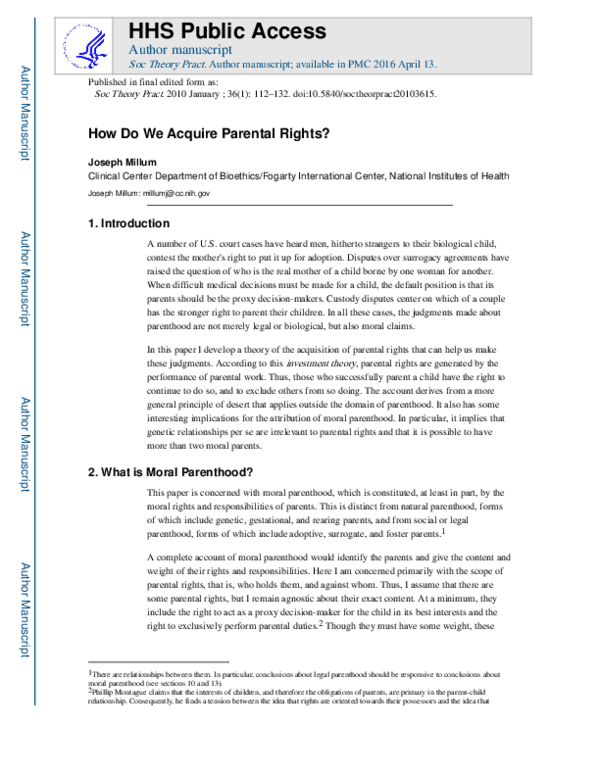 (PDF) How Do We Acquire Parental Rights?