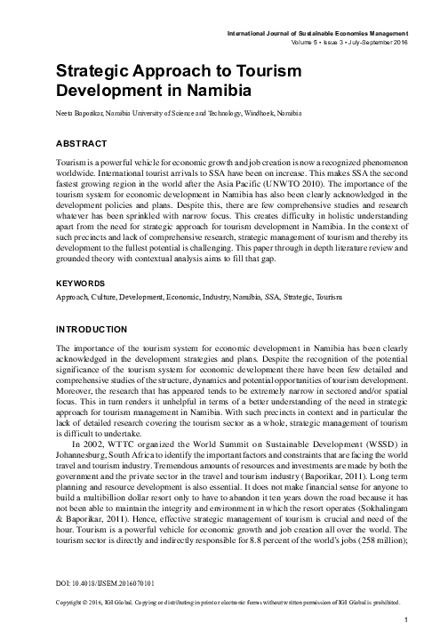 (PDF) Strategic Approach to Tourism Development in Namibia