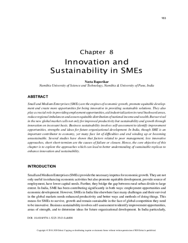 (PDF) Innovation and Sustainability in SMEs