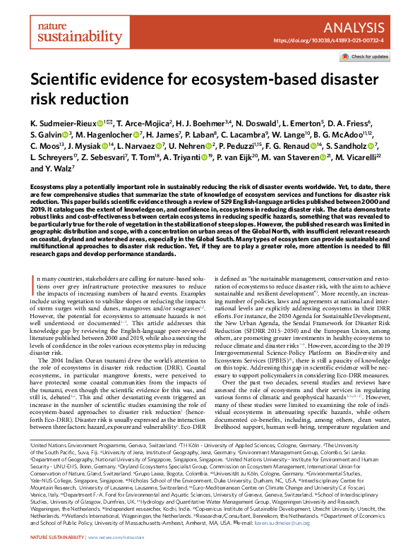 (PDF) Scientific evidence for ecosystem-based disaster risk reduction