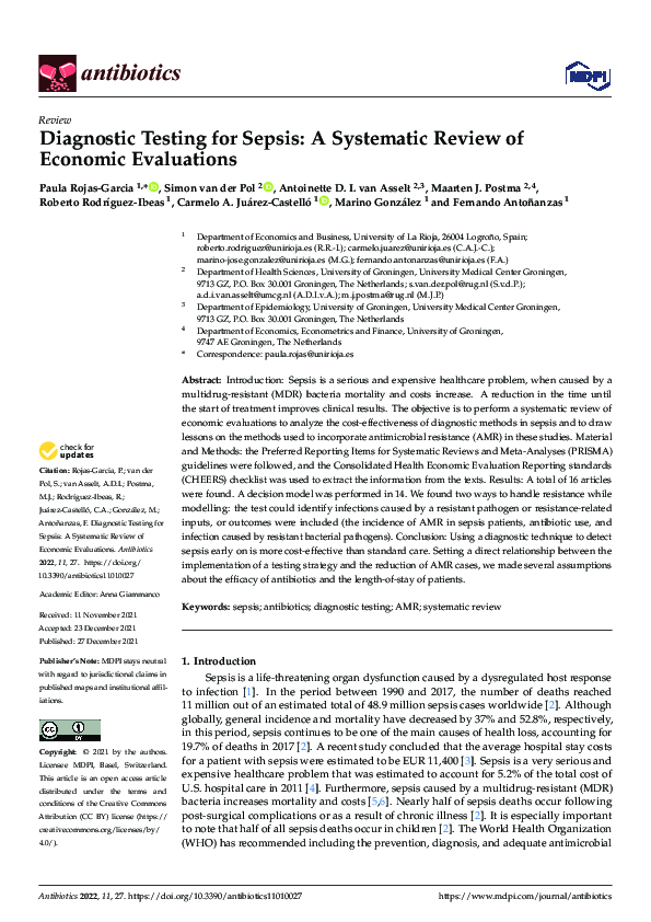 (PDF) Diagnostic Testing for Sepsis: A Systematic Review of Economic ...