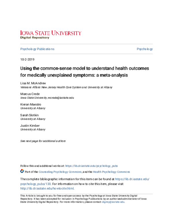 (PDF) Using the common-sense model to understand health outcomes for ...