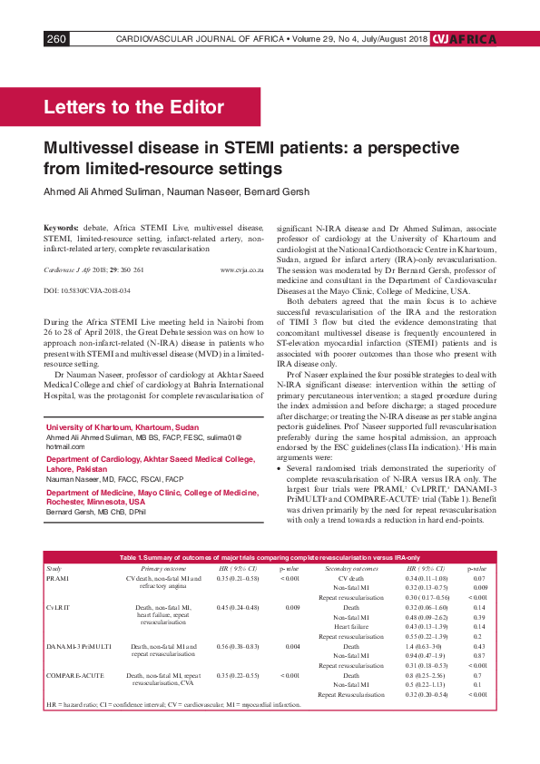 (PDF) Multivessel disease in STEMI patients: a perspective from limited ...